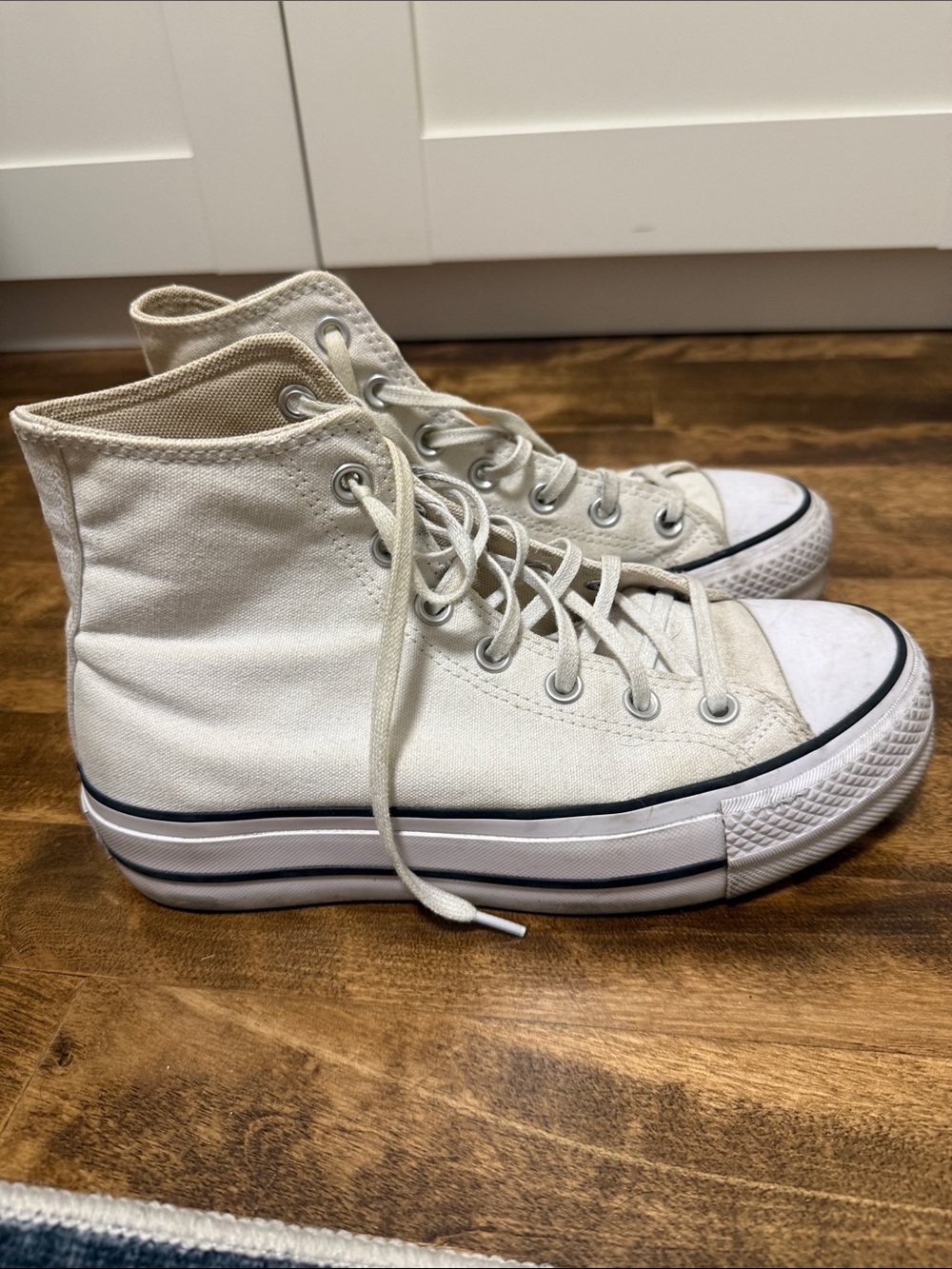 Converse High-Top Canvas Sneakers in Off-White